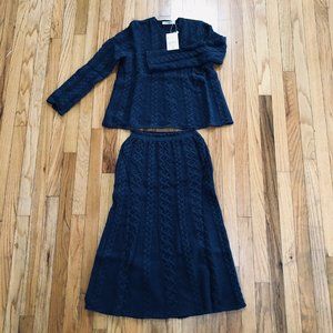 Wool Cable Knit Sweater and Skirt Set 2PCS